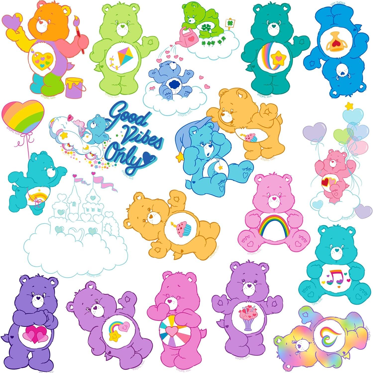 Paquete de 50 Stickers Vinilo Care Bears - Resistente al Agua
