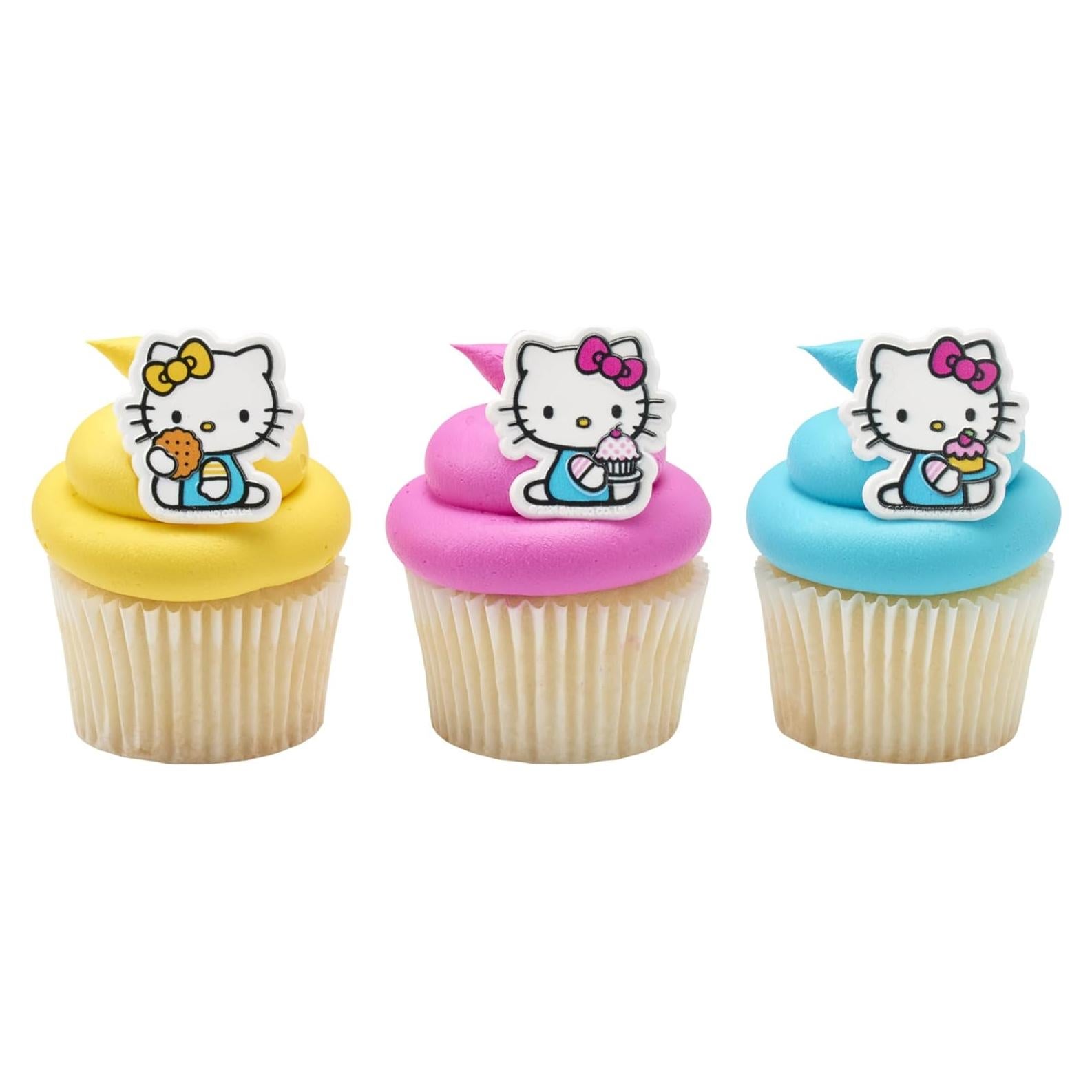 Anillos Decorativos para Cupcakes Hello Kitty DecoPac - 24 Piezas