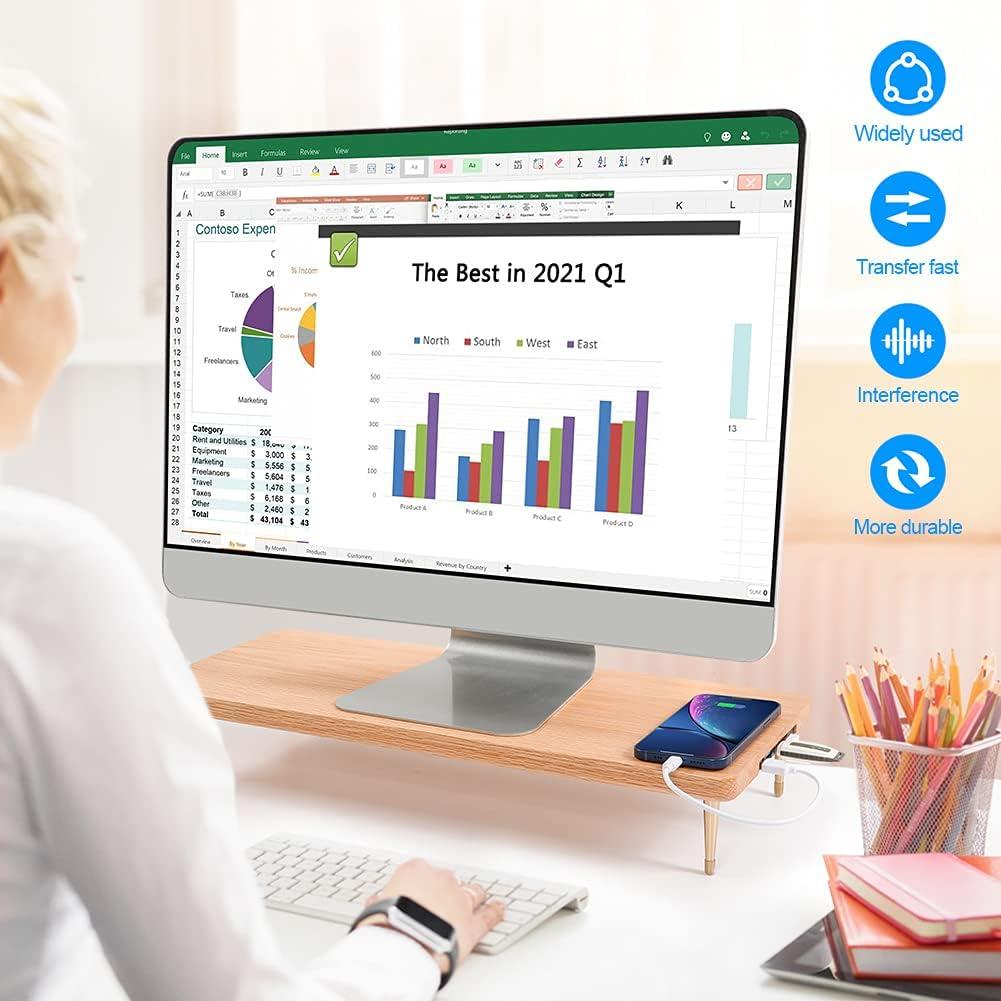 Soporte para Monitor de Madera Roble Rojo CRAFT KITTIES USB