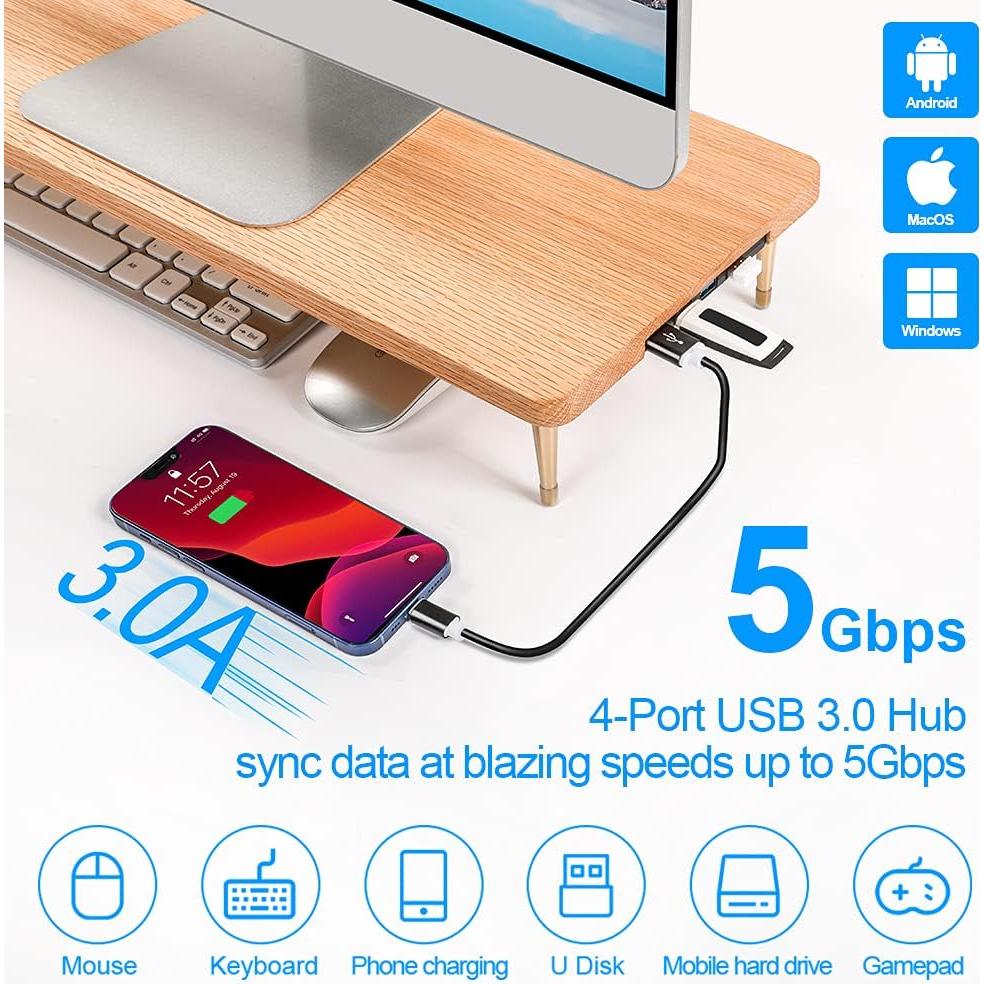 Soporte para Monitor de Madera Roble Rojo CRAFT KITTIES USB