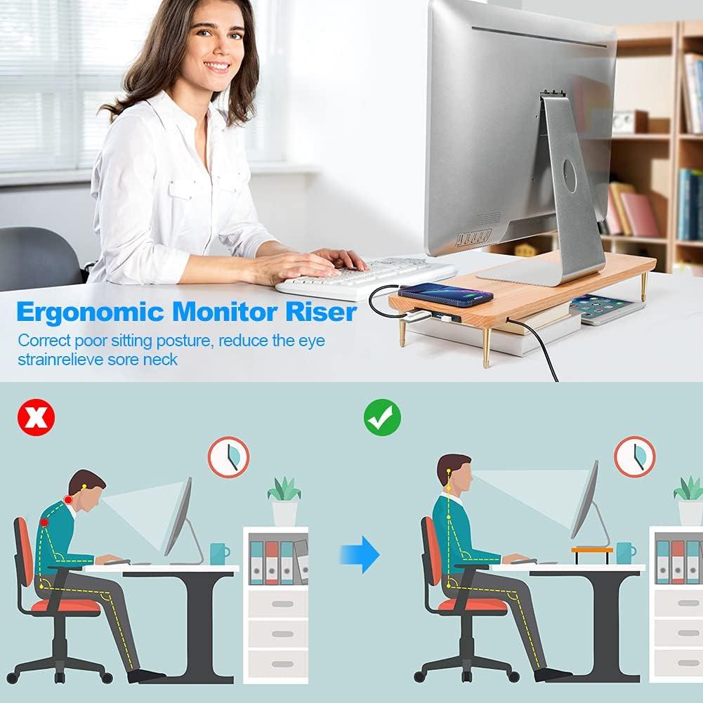 Soporte para Monitor de Madera Roble Rojo CRAFT KITTIES USB