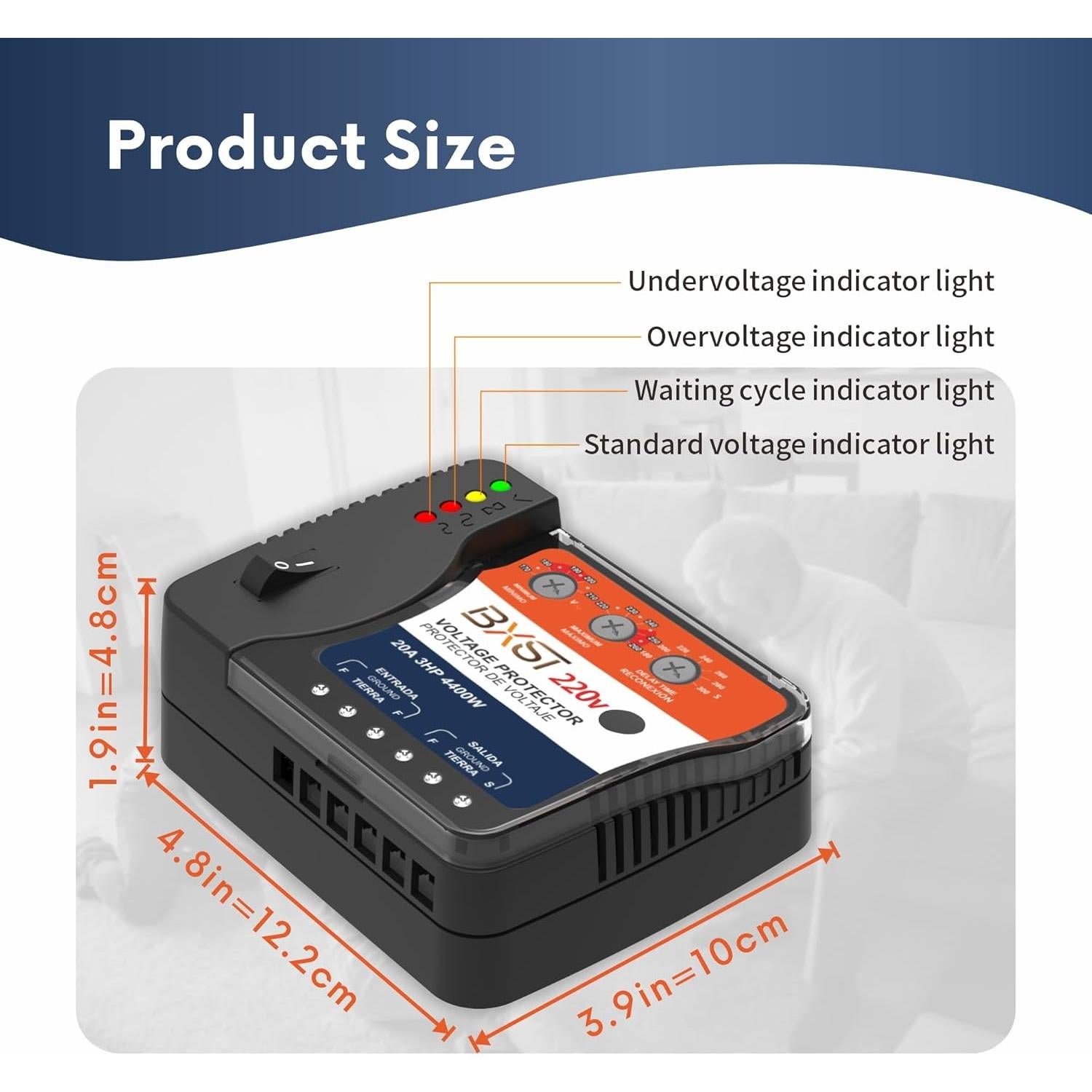 Protector de Voltaje BXST 20A 220V para Refrigerador y A/C