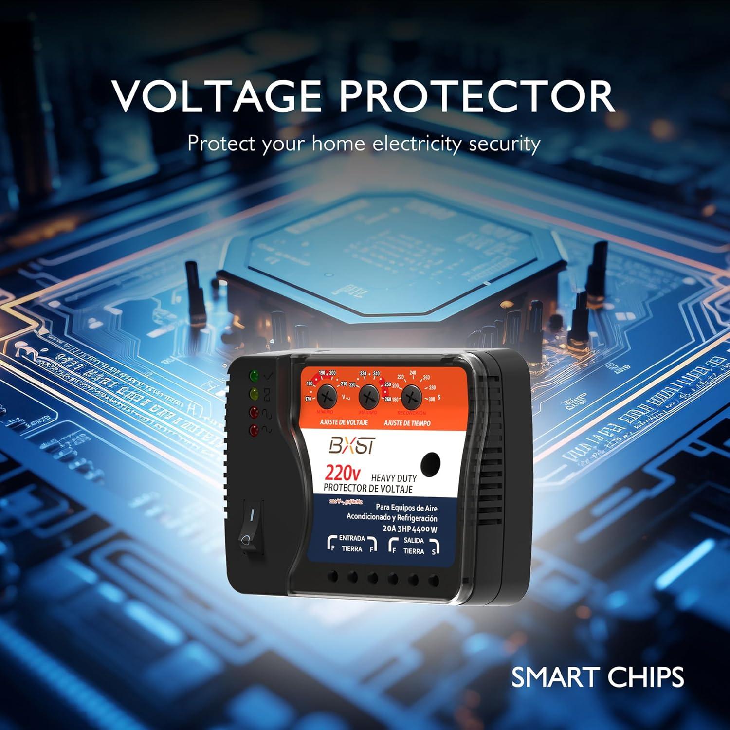 Protector de Voltaje BXST 20A 220V para Refrigerador y A/C