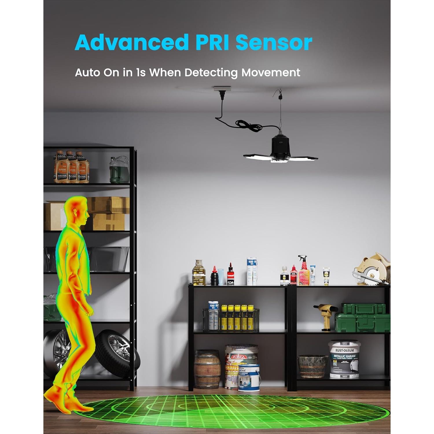 Luz de Garaje LED Kryoza 80W 8000LM con Sensor de Movimiento