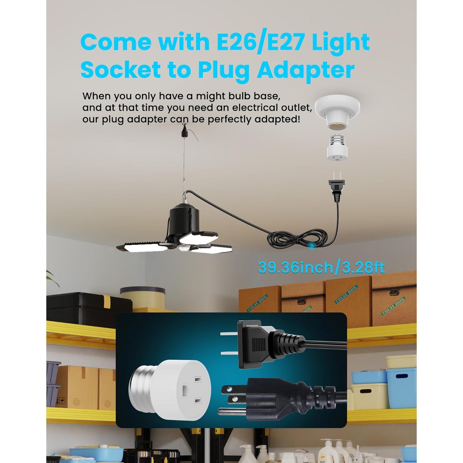 Luz de Garaje LED Kryoza 80W 8000LM con Sensor de Movimiento