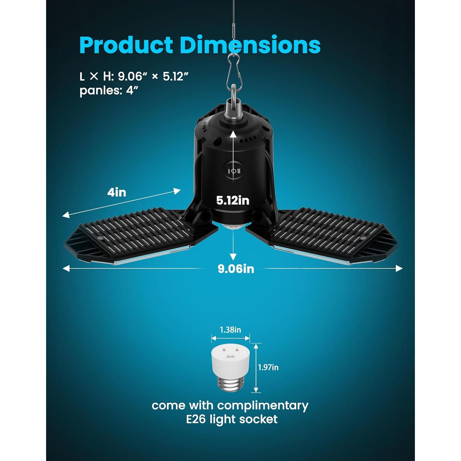 Luz de Garaje LED Kryoza 80W 8000LM con Sensor de Movimiento
