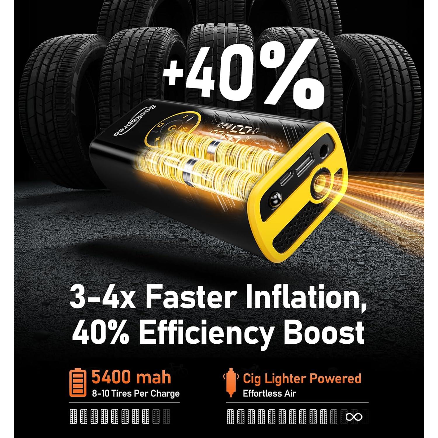 Compresor de Aire Portátil Sockspree 150PSI Bomba Inteligente