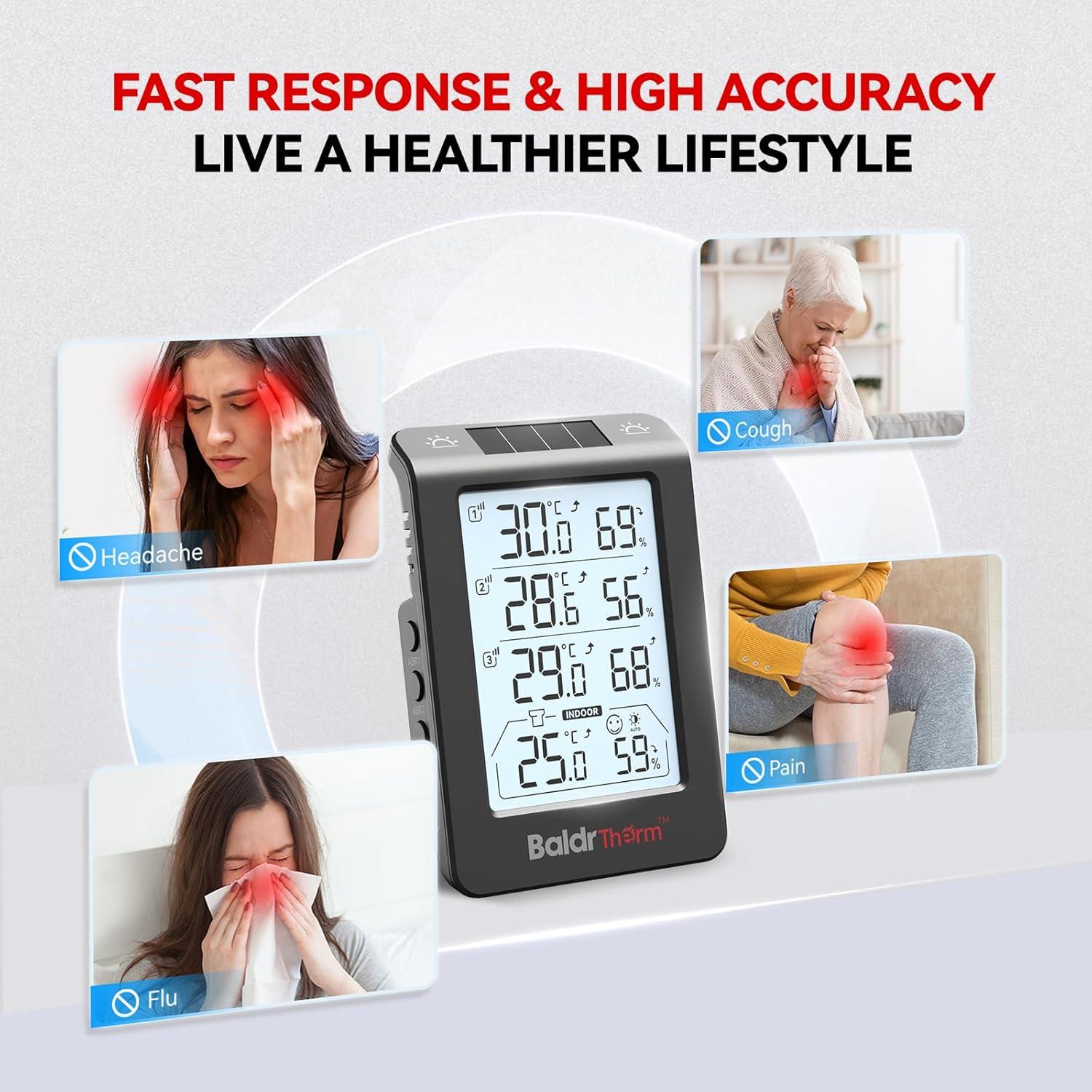 Higrómetro Solar BaldrTherm 3 Canales Temperatura y Humedad