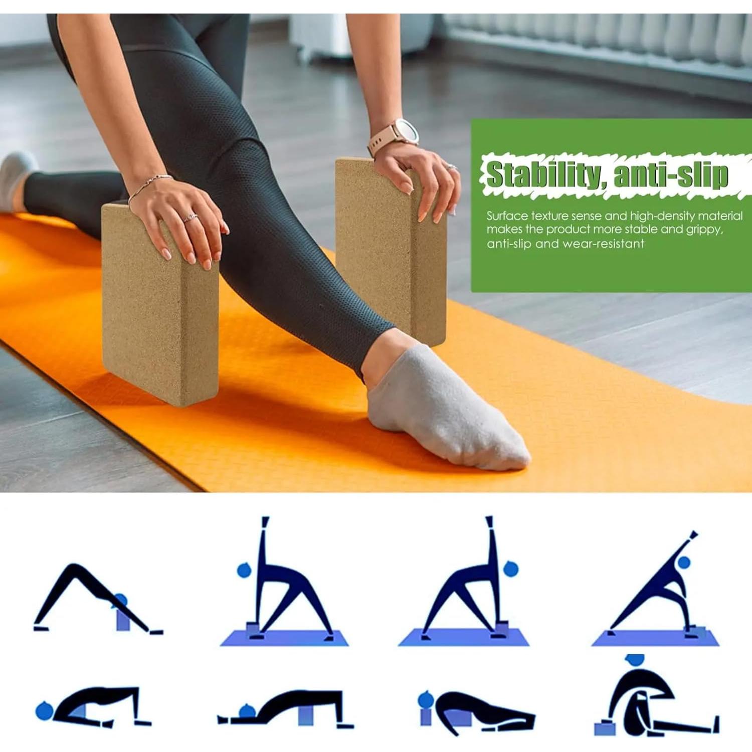 Bloques de Yoga de Corcho MBKHFLL - Superficie Antideslizante