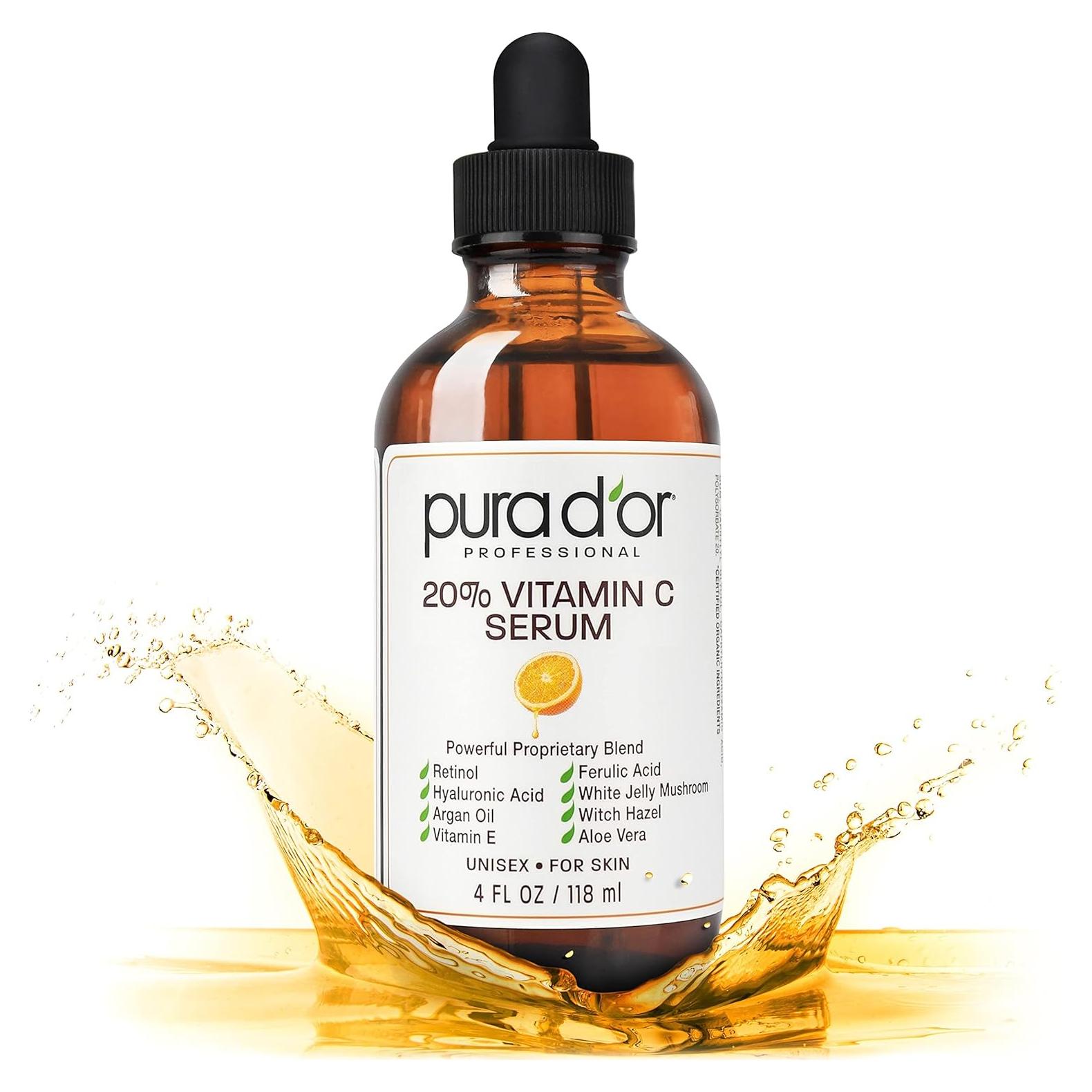 Sérum de Vitamina C 20% PURA D'OR 118 ml - Antiarrugas y Hidratante