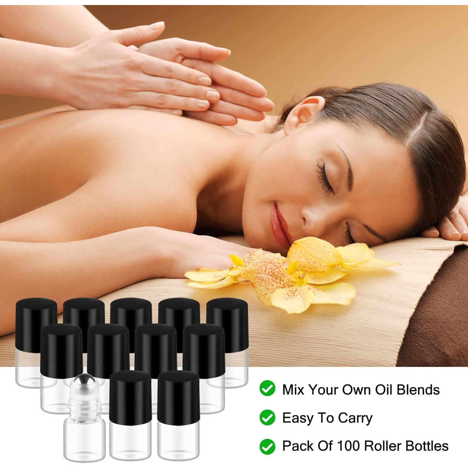 Cositina 100 Botellas de Aceites Esenciales 1ml Vidrio Rodante