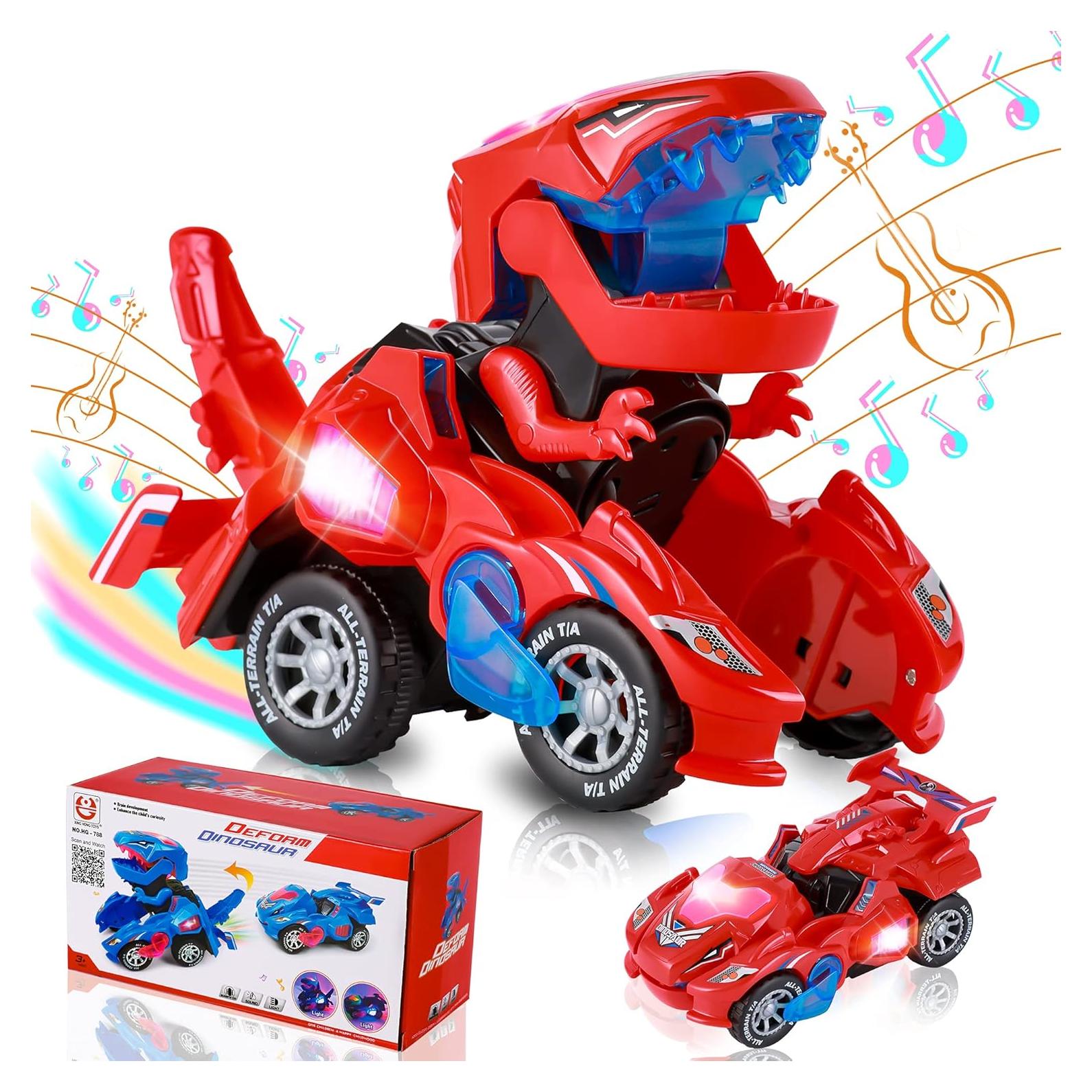 Coche Dinosaurio Transformador LED Hirger Rojo 2 en 1