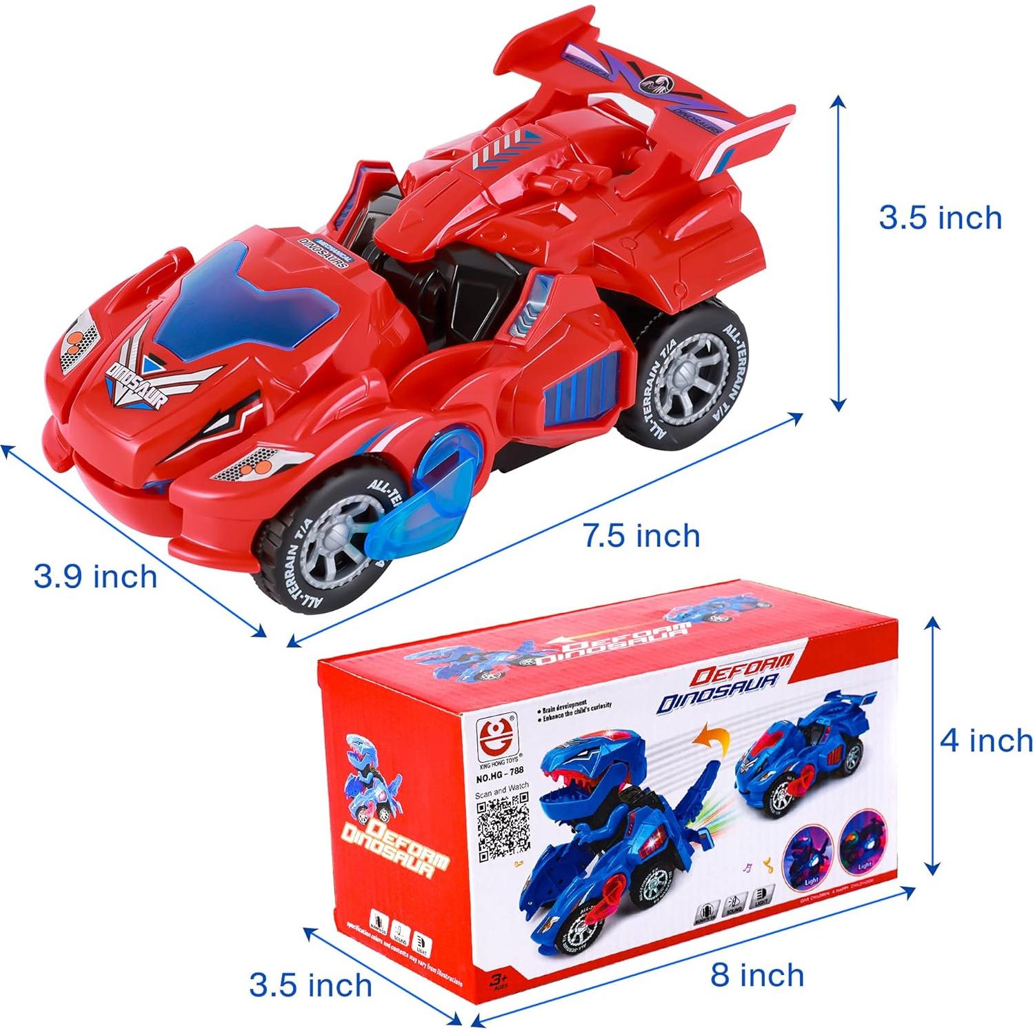 Coche Dinosaurio Transformador LED Hirger Rojo 2 en 1