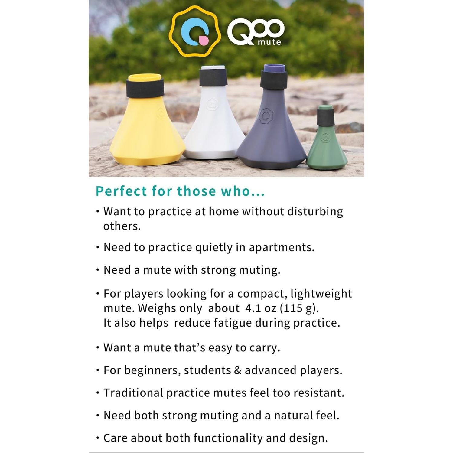 Silenciador QooMute para Trompeta Tenor 3-en-1 Gris Ceniza