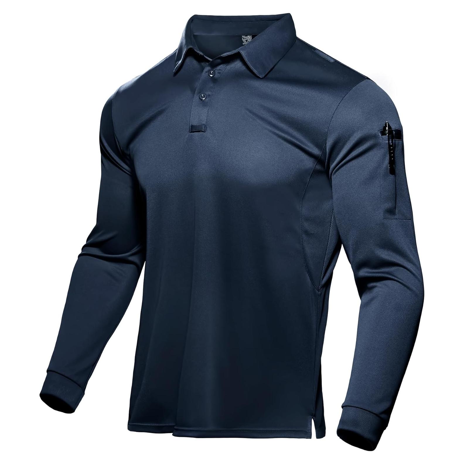 Camisa Polo Táctica Haimont Hombre UPF 50+ Azul Oscuro Manga Larga