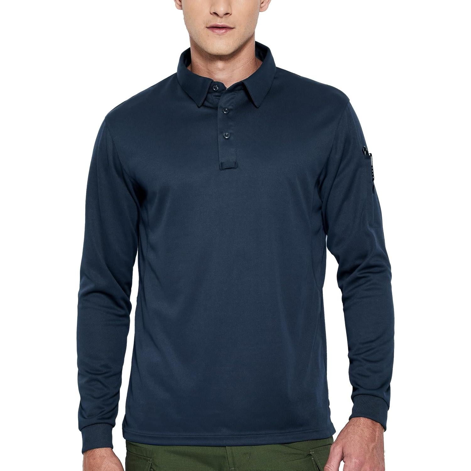 Camisa Polo Táctica Haimont Hombre UPF 50+ Azul Oscuro Manga Larga