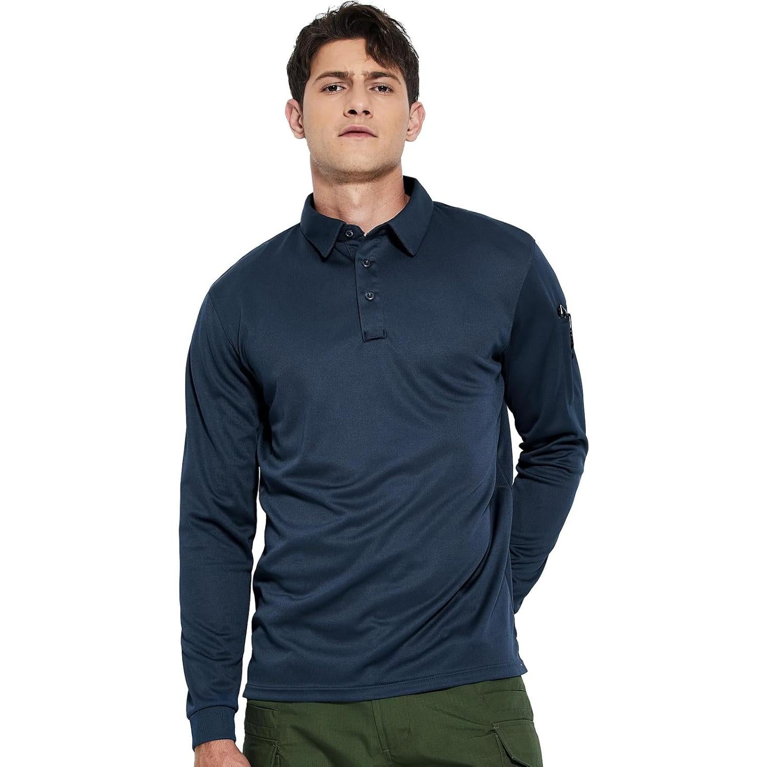 Camisa Polo Táctica Haimont Hombre UPF 50+ Azul Oscuro Manga Larga