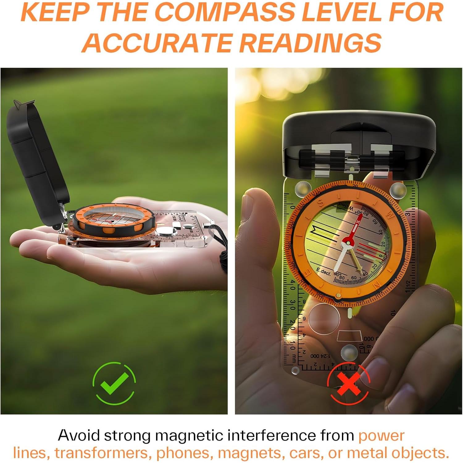 Brújula Sportneer para Senderismo y Camping, Ligera y Precisa