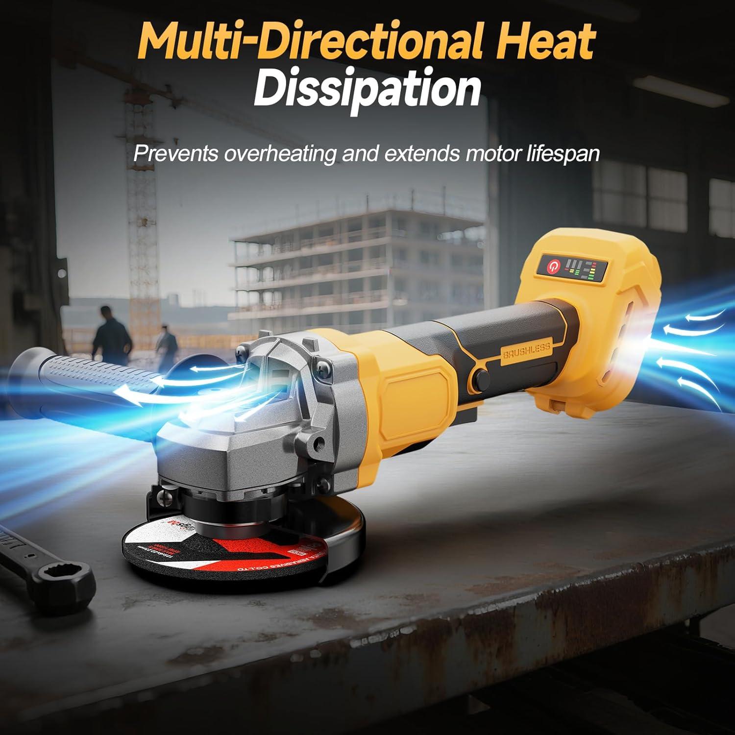 Amoladora Angular Inalámbrica Fledukten 20V 7000 RPM 4.5"