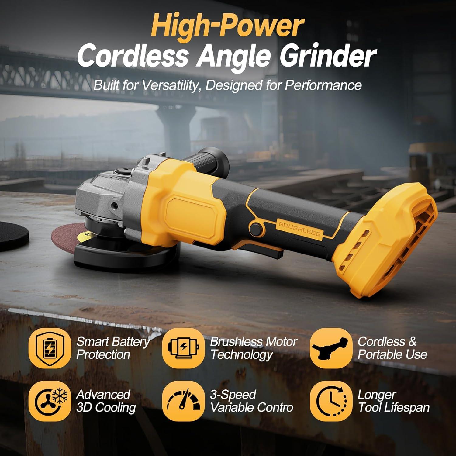 Amoladora Angular Inalámbrica Fledukten 20V 7000 RPM 4.5"