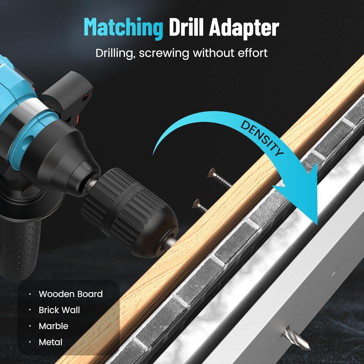 Taladro de Martillo Inalámbrico Seesii 21V con 2 Baterías 4000mAh