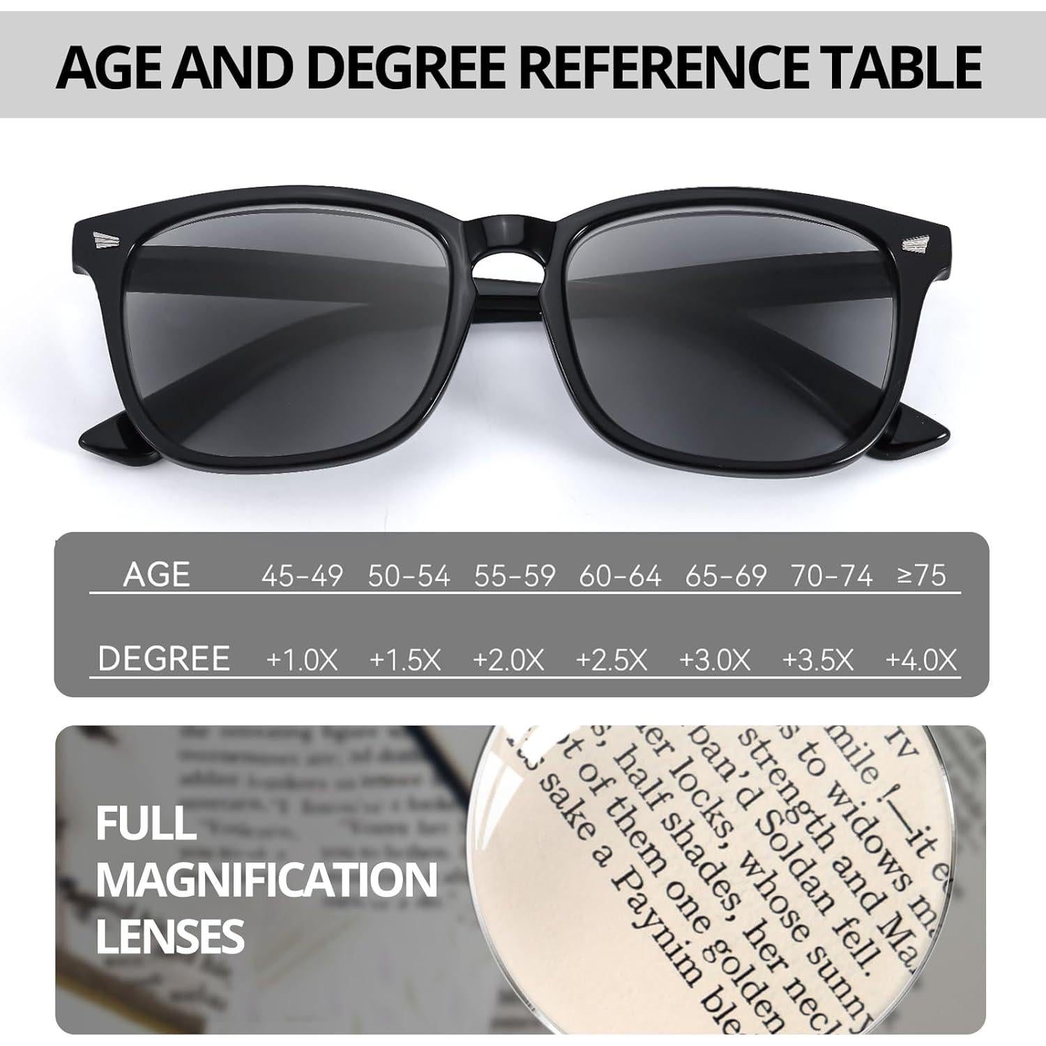 Gafas de lectura VIEWBETTER UV400 unisex marco negro +1.0 a +4.0