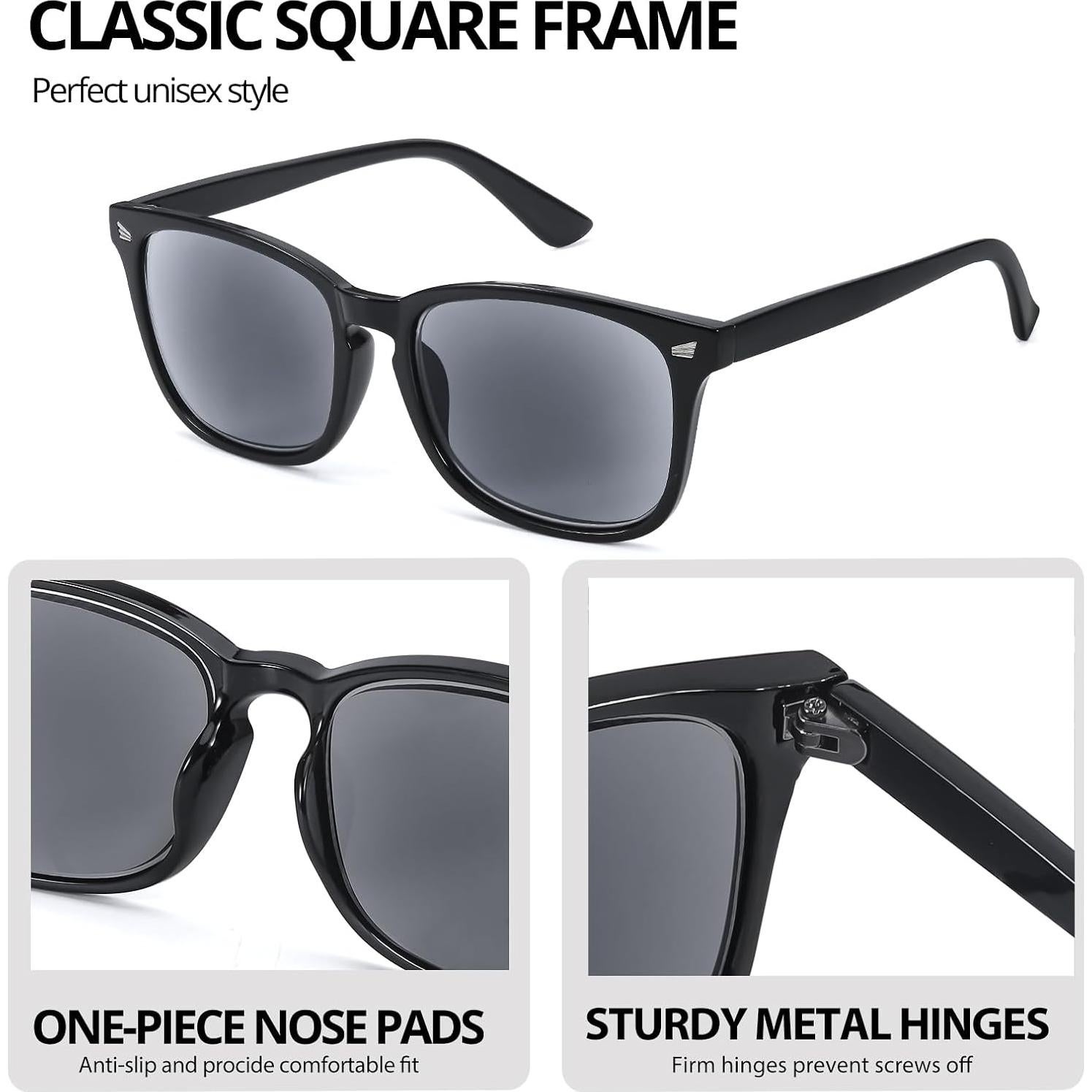 Gafas de lectura VIEWBETTER UV400 unisex marco negro +1.0 a +4.0