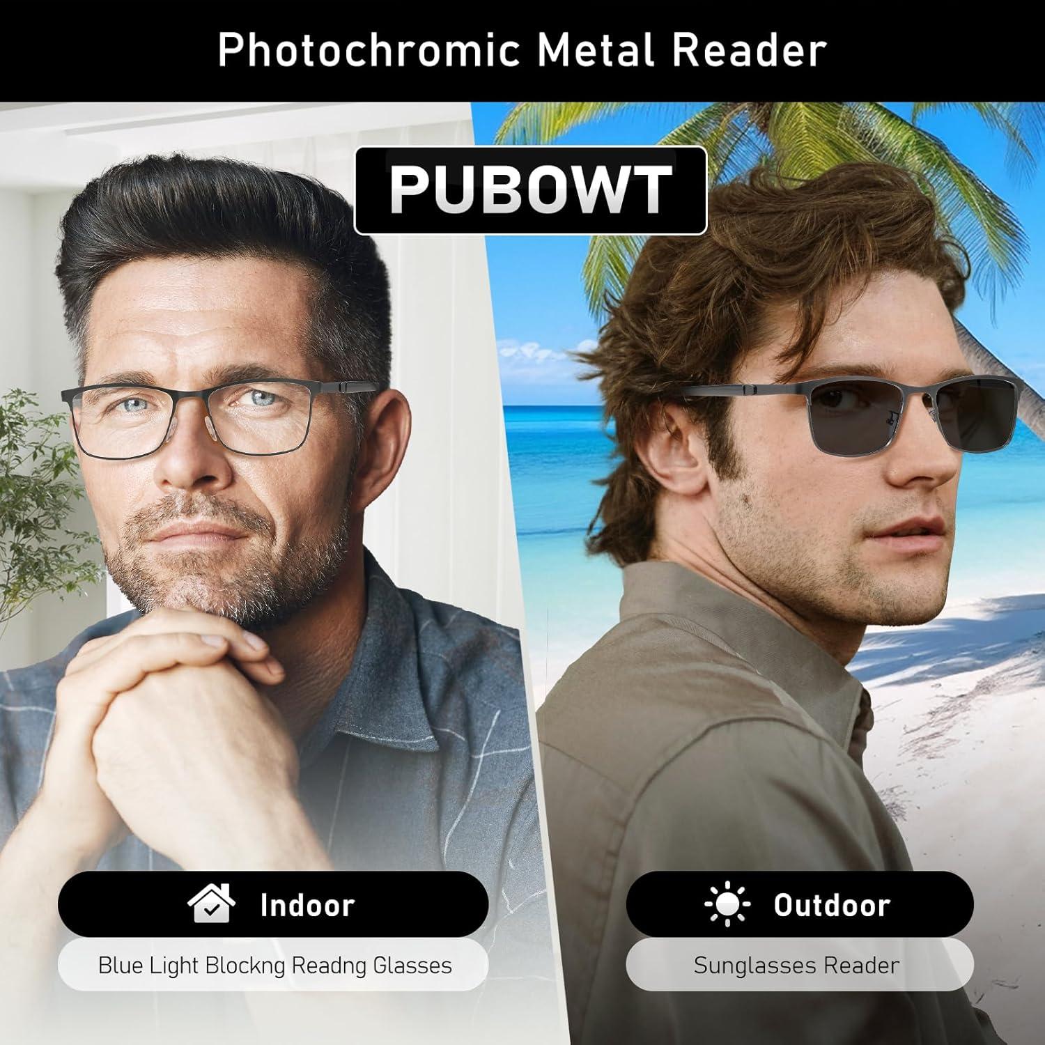 Gafas de lectura fotocromáticas PUBOWT con bloqueo luz azul