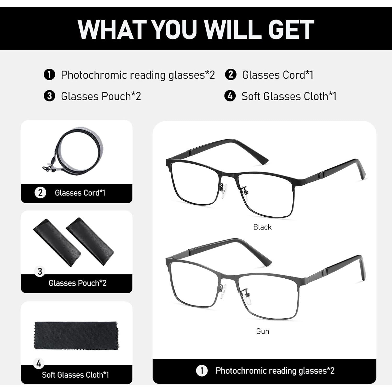 Gafas de lectura fotocromáticas PUBOWT con bloqueo luz azul