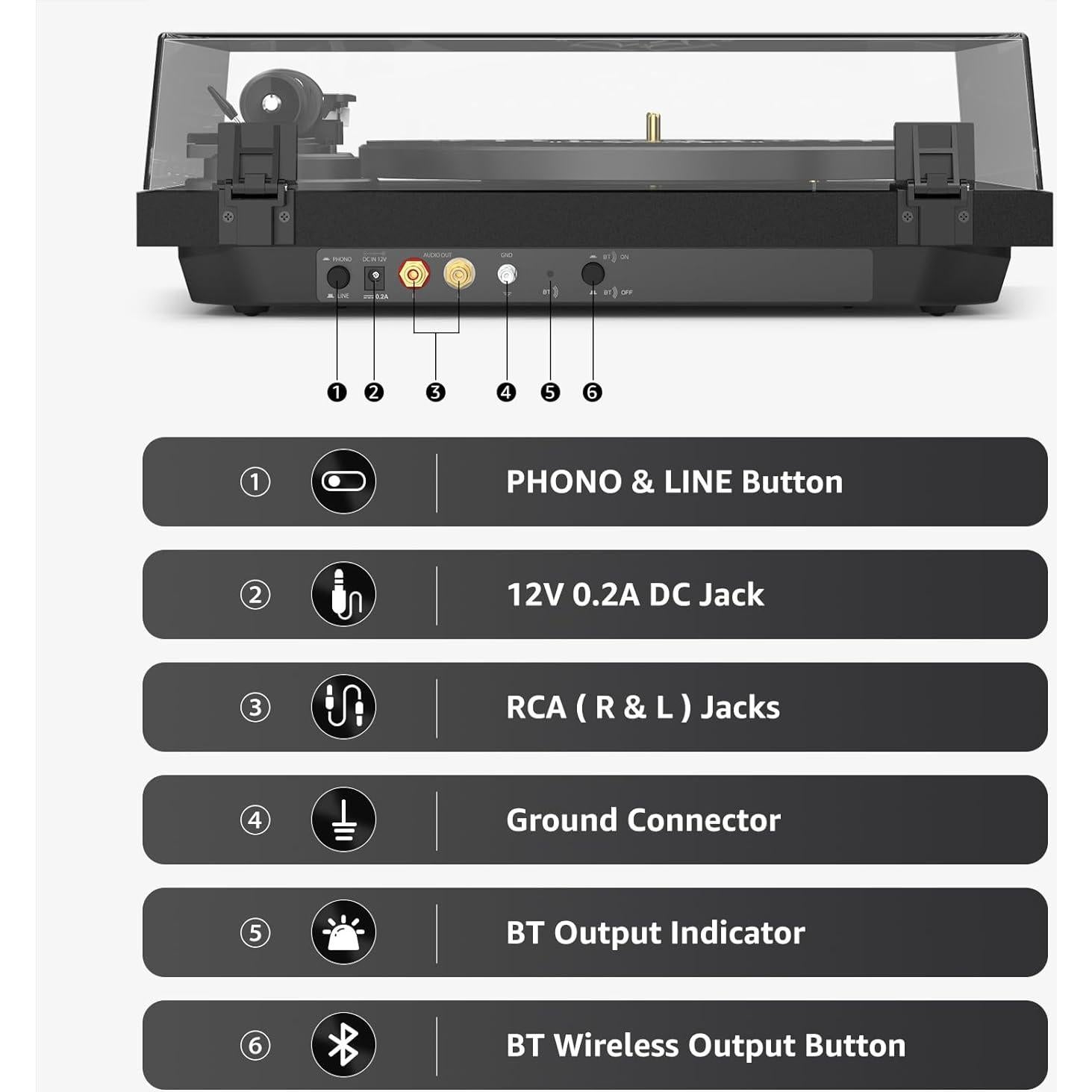 Giradiscos Inalámbrico Retrolife AT-3600L Brazo Carbono 4.49kg