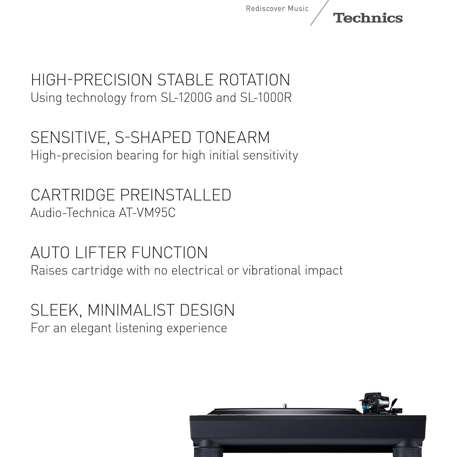 Tocadiscos Technics SL-100C HiFi Vinilo Automático Negro