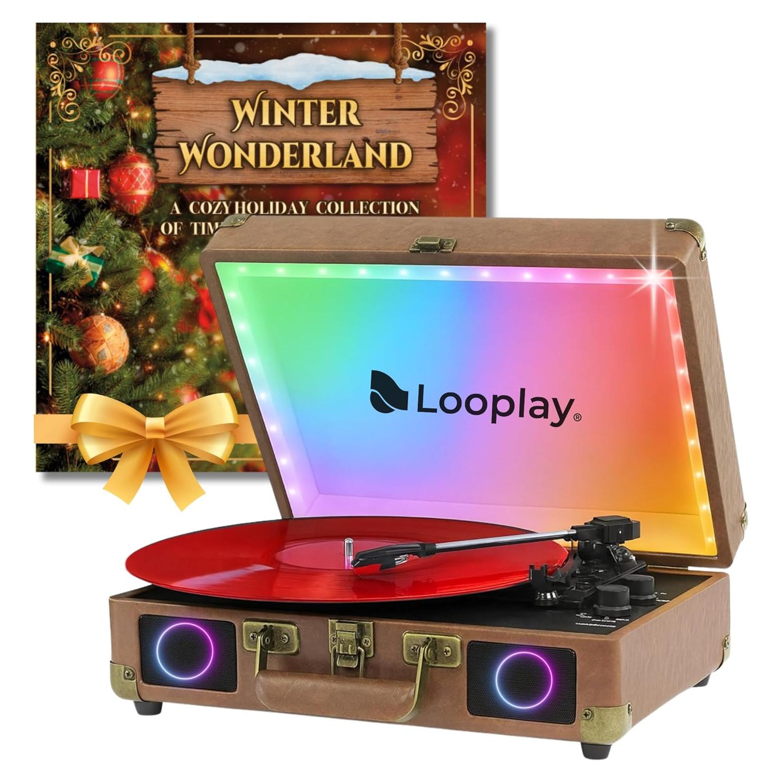 Reproductor de Vinilo Looplay Premium con LED y Álbum Vacaciones