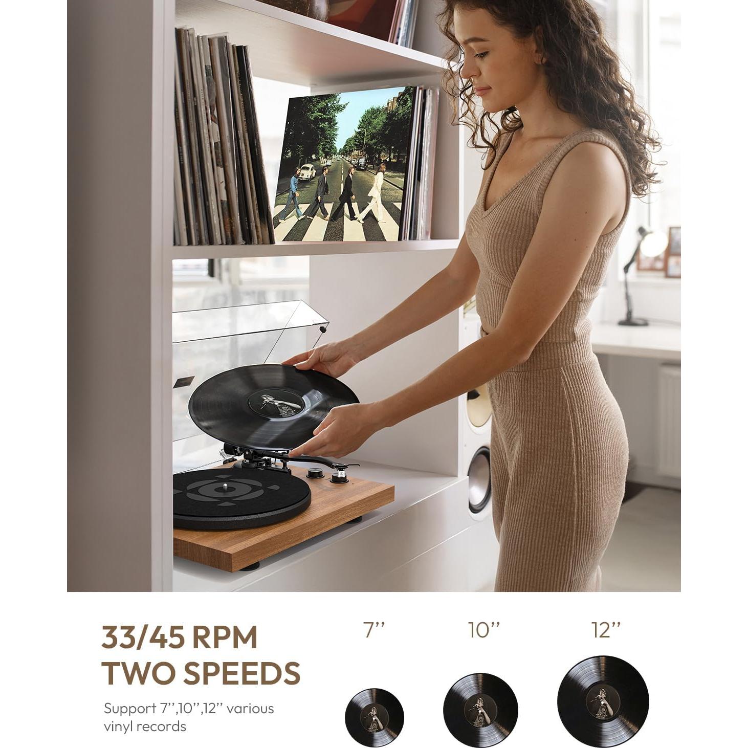 SoulBox S1 Tocadiscos Vinilo con Altavoces Estéreo - Nogal