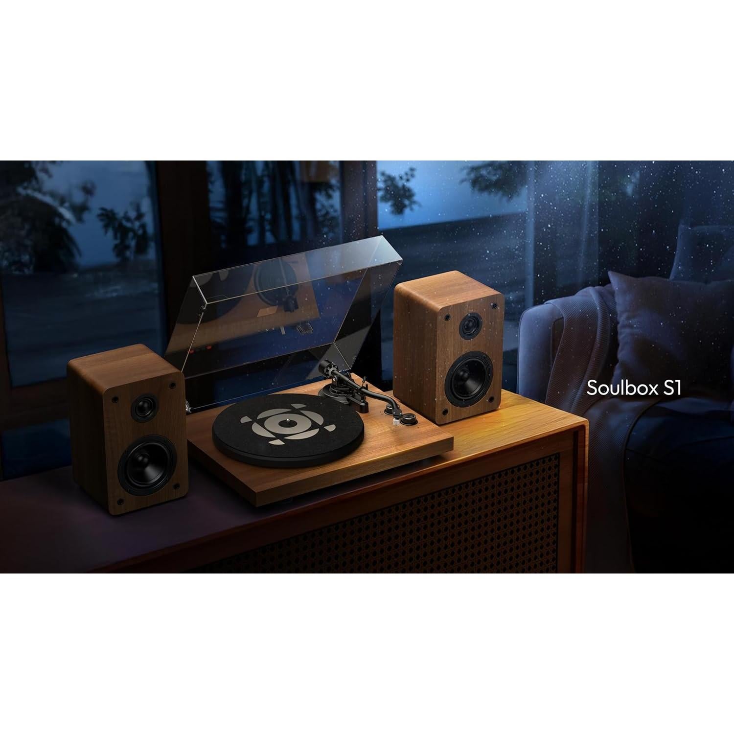SoulBox S1 Tocadiscos Vinilo con Altavoces Estéreo - Nogal
