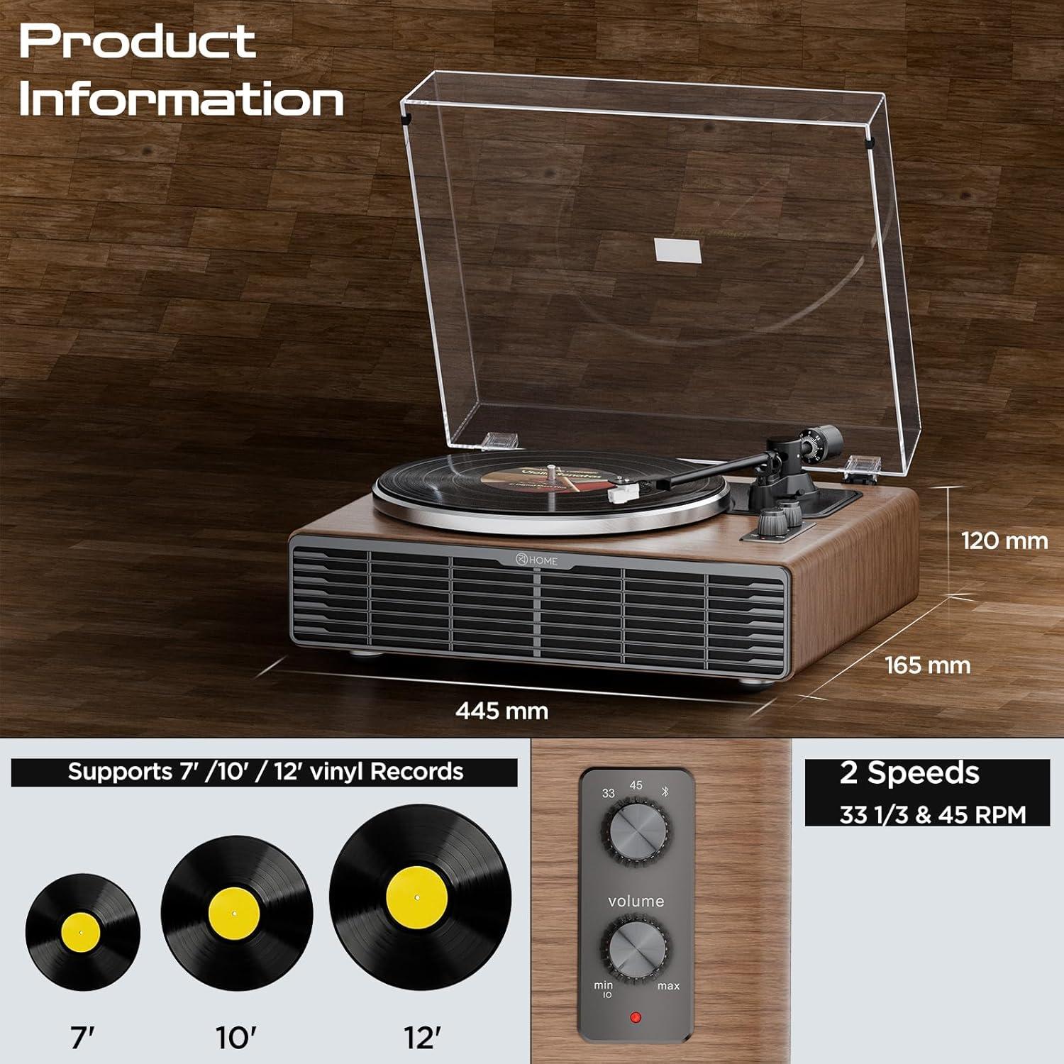 Reproductor de Vinilo Bluetooth XJ-HOME H03 con Altavoces 5.9kg