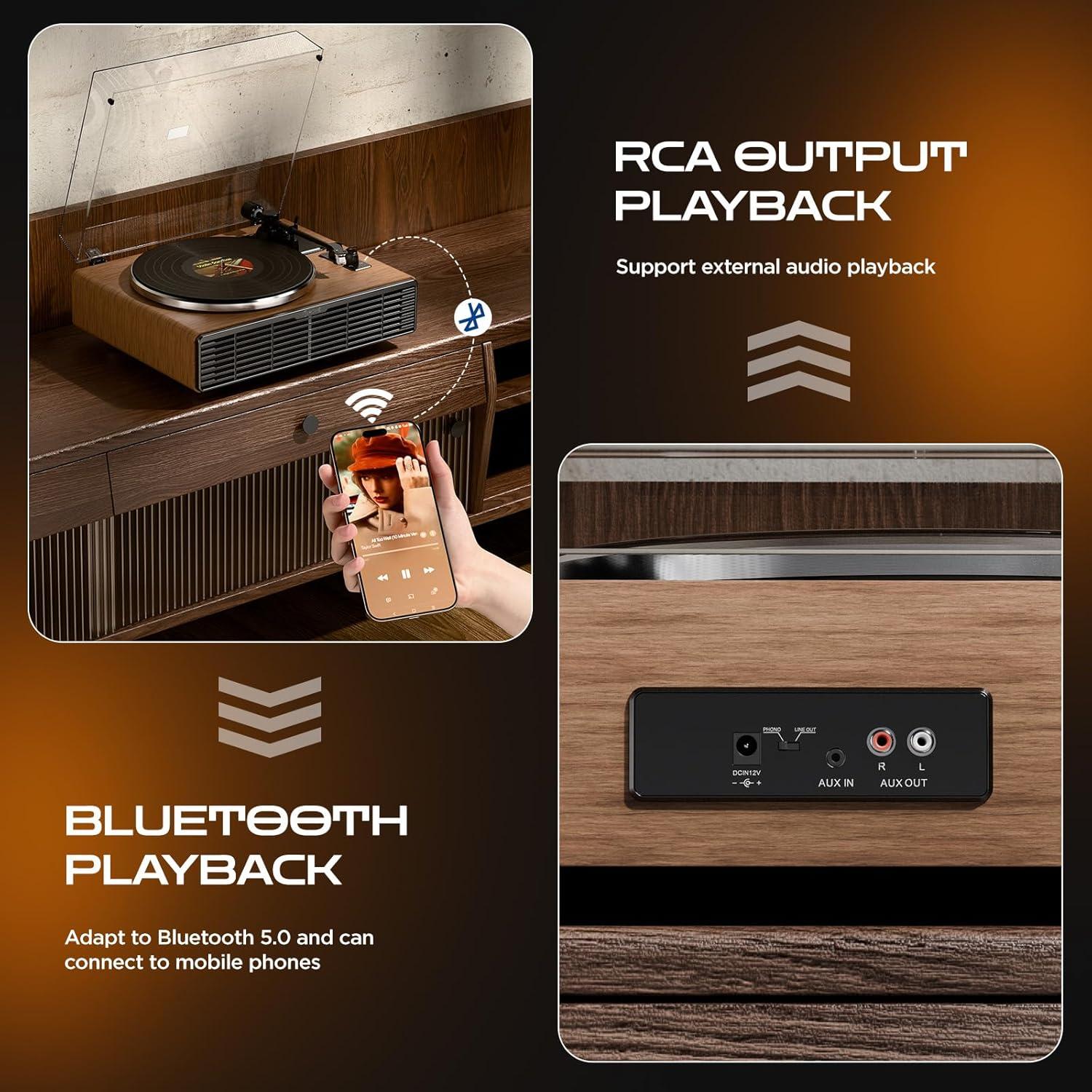 Reproductor de Vinilo Bluetooth XJ-HOME H03 con Altavoces 5.9kg
