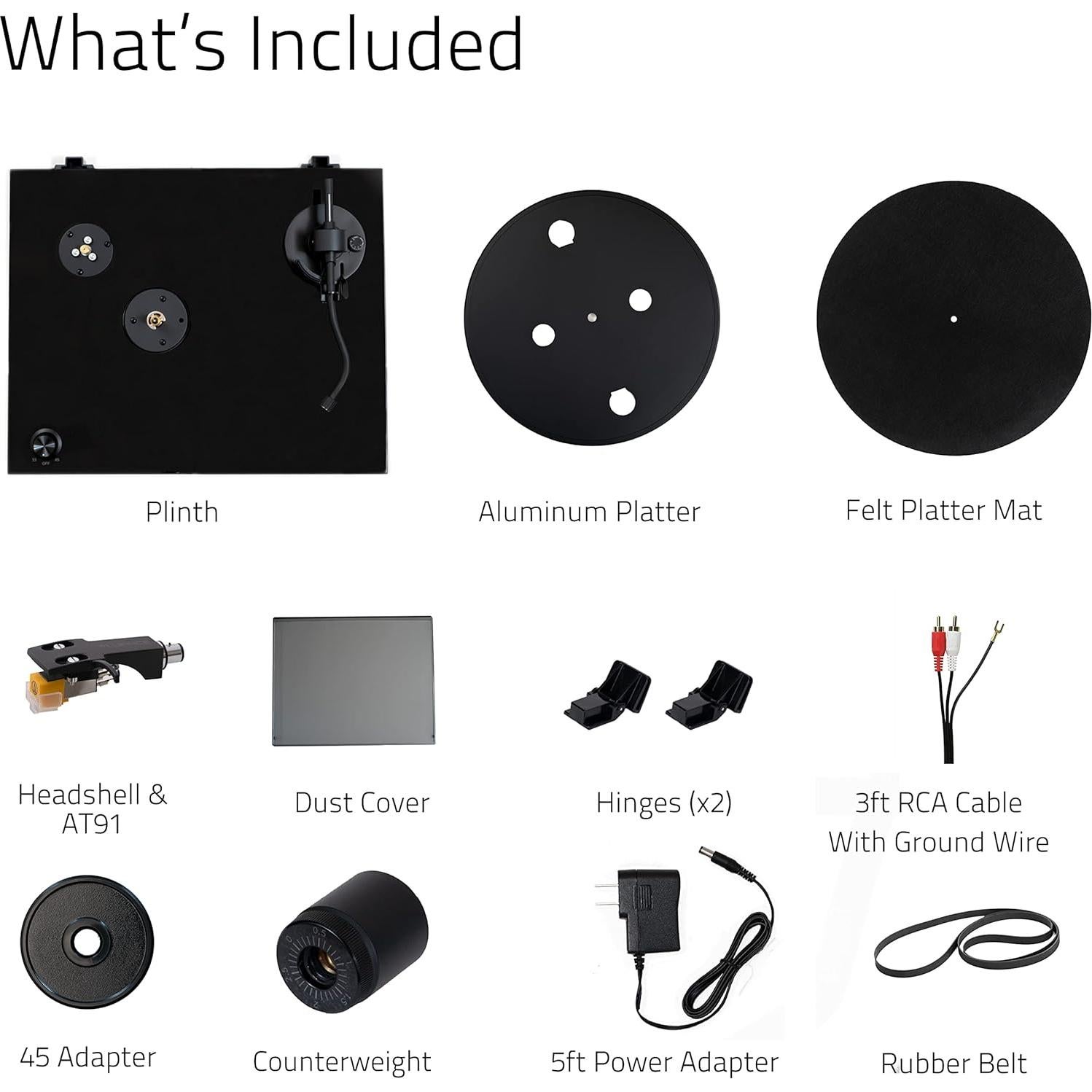 Giradiscos Fluance RT80 Alta Fidelidad con Cartucho AT91 - Negro