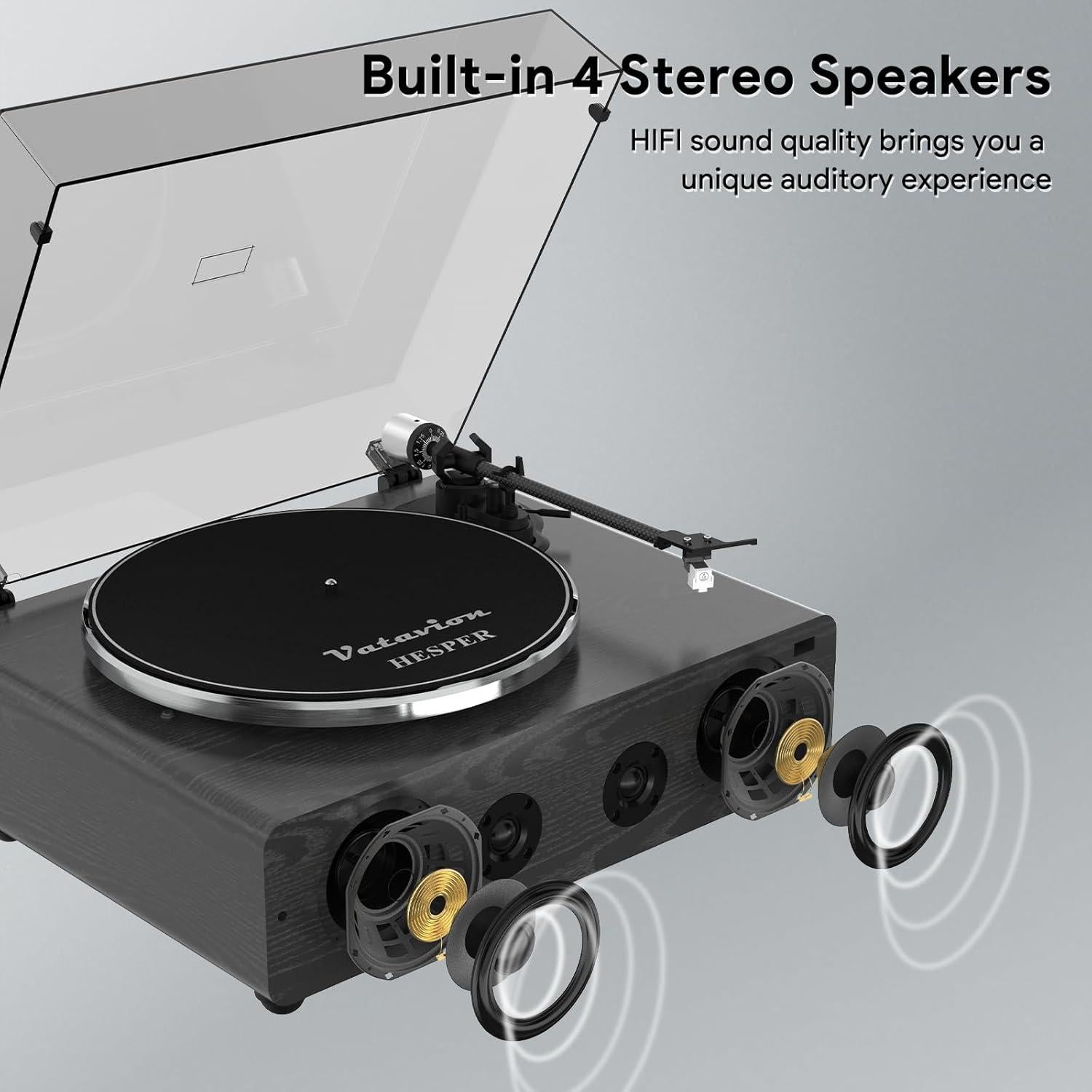 Tocadiscos VATAVION Bluetooth Retro con Altavoces Integrados