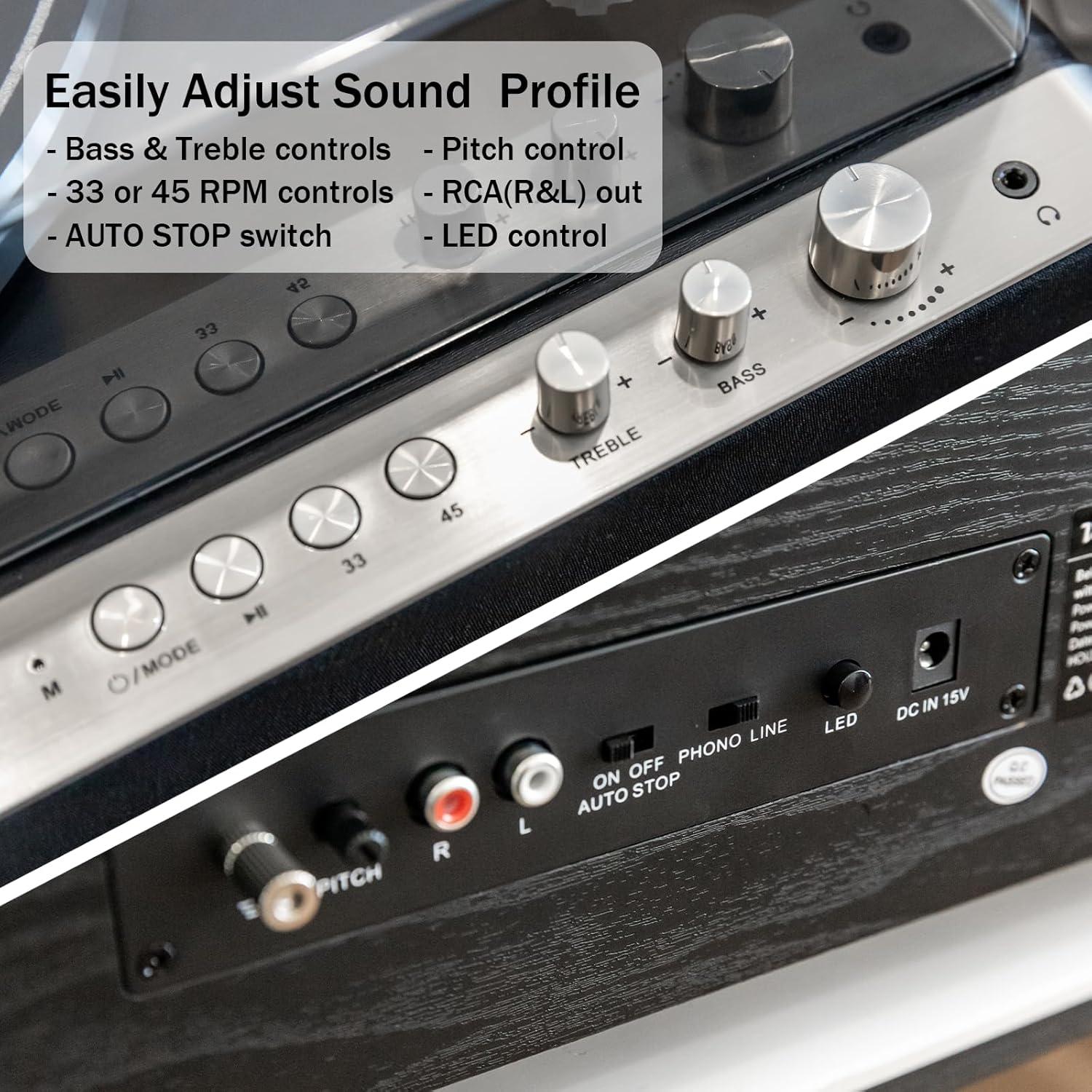 Tocadiscos VATAVION Bluetooth Retro con Altavoces Integrados