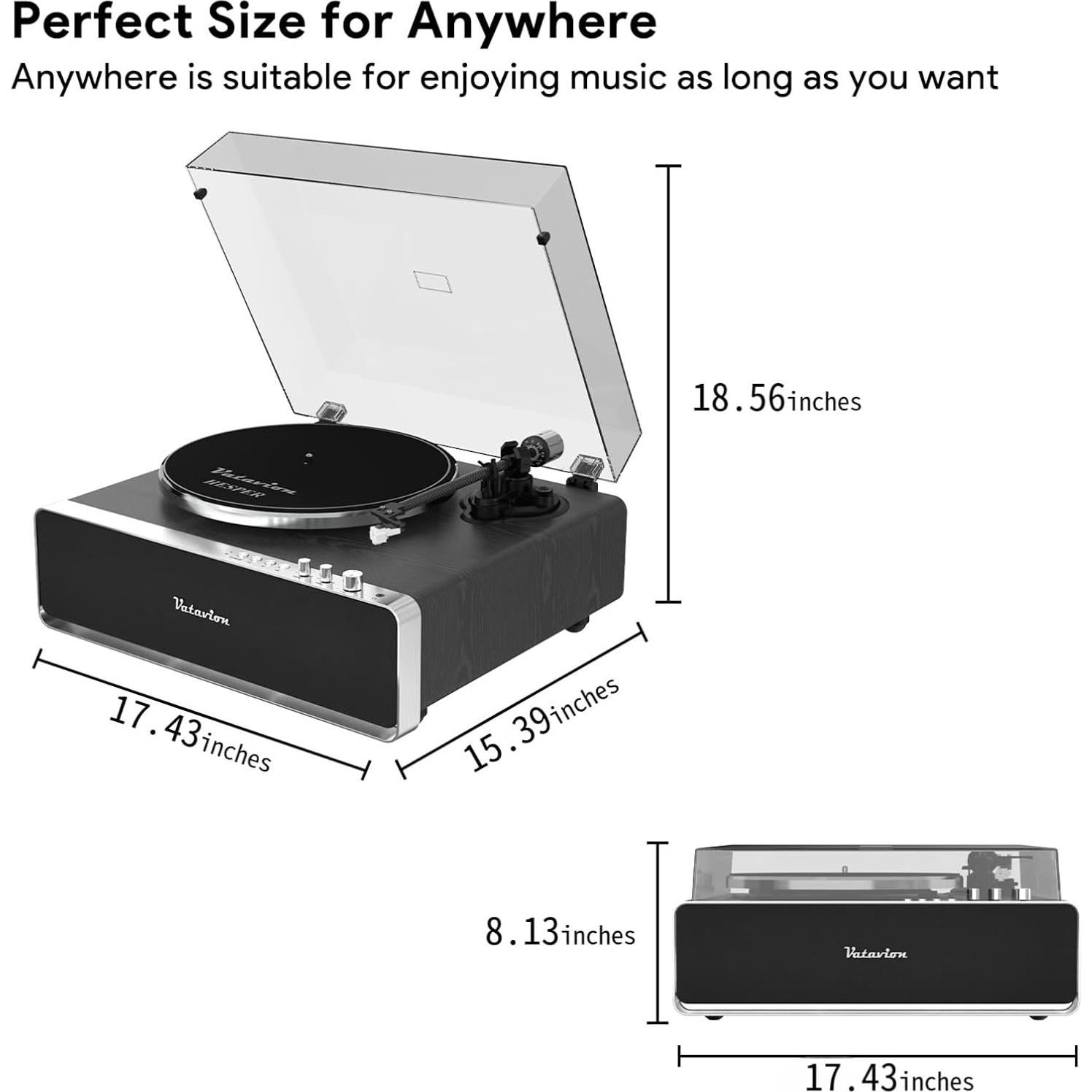 Tocadiscos VATAVION Bluetooth Retro con Altavoces Integrados