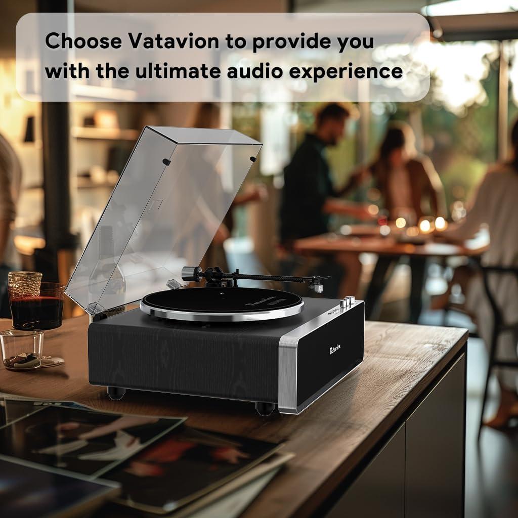 Tocadiscos VATAVION Bluetooth Retro con Altavoces Integrados