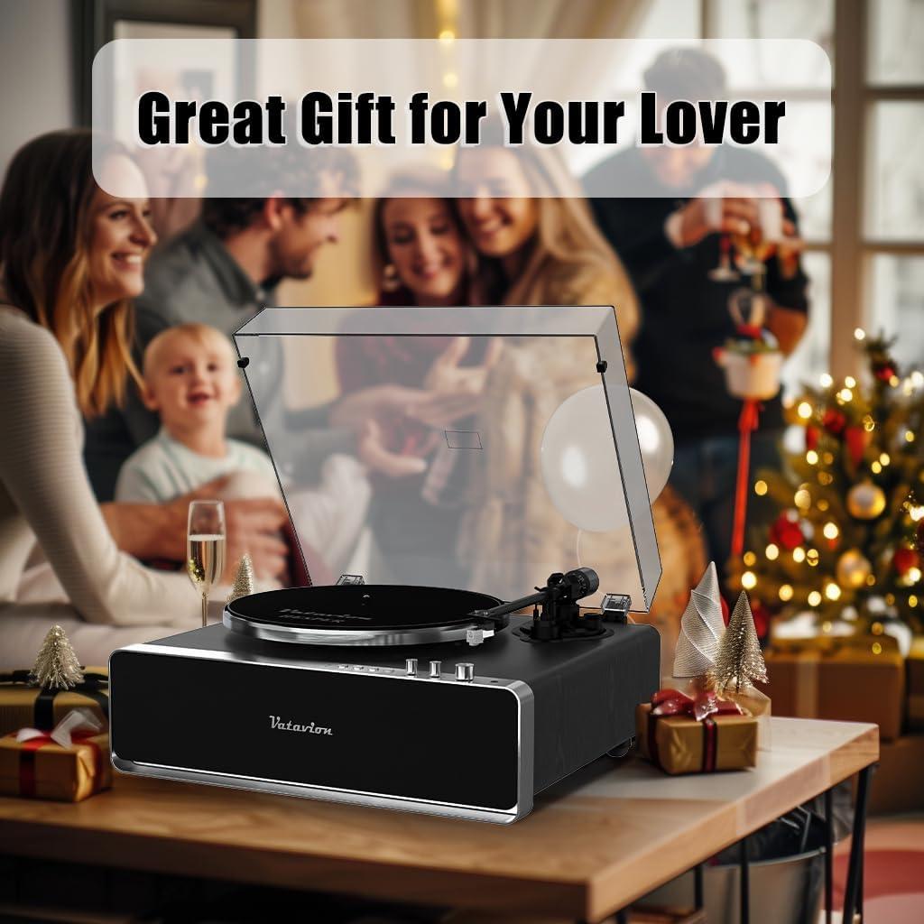 Tocadiscos VATAVION Bluetooth Retro con Altavoces Integrados