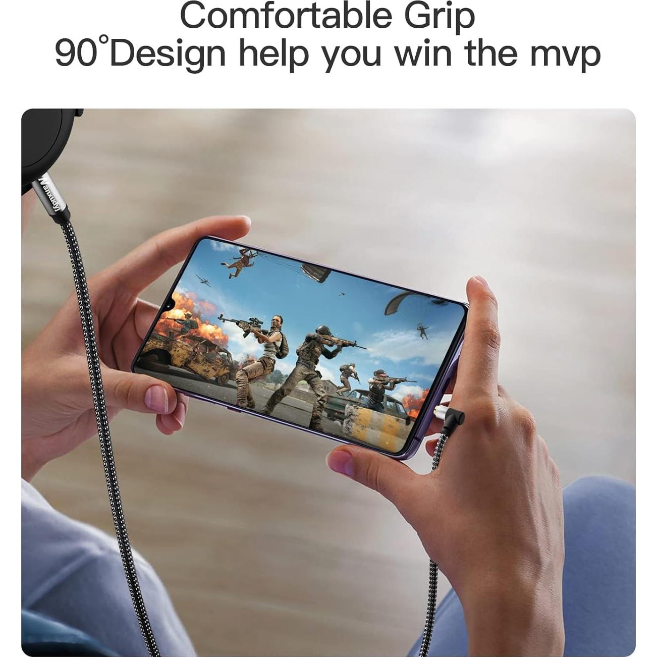 Cable AUX 1.8m Nanxudyj Estéreo 3.5mm Ángulo 90° Trenzado