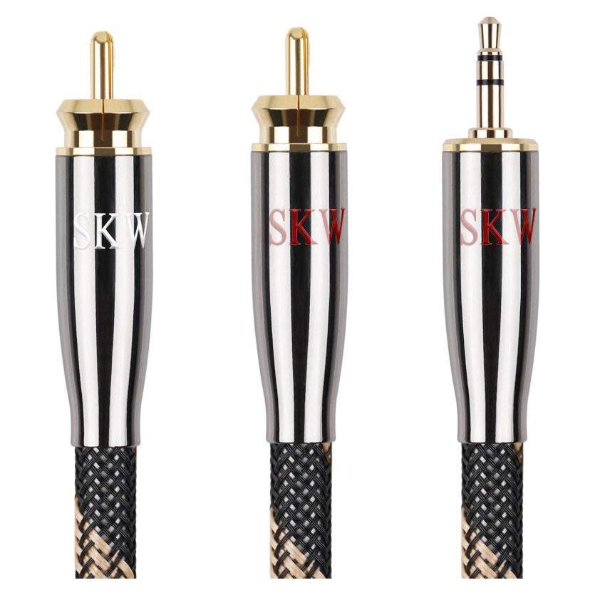 Cable de audio SKW 3.5mm a 2 RCA 1m Cobre Alta Pureza