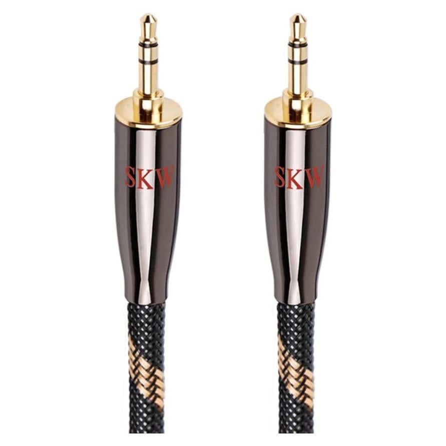 Cable AUX SKW 3.5mm Macho a Macho 1m Trenzado Negro