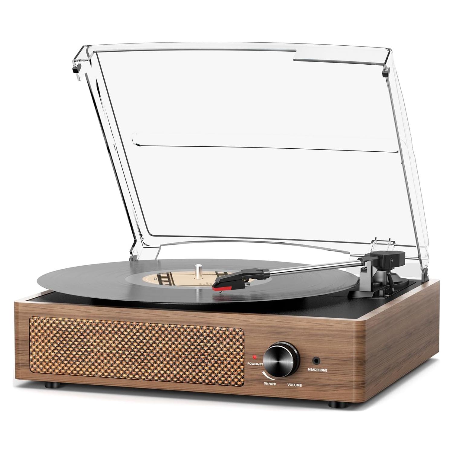 Reproductor de Vinilo Bluetooth Cotsoco Madera 3 Velocidades