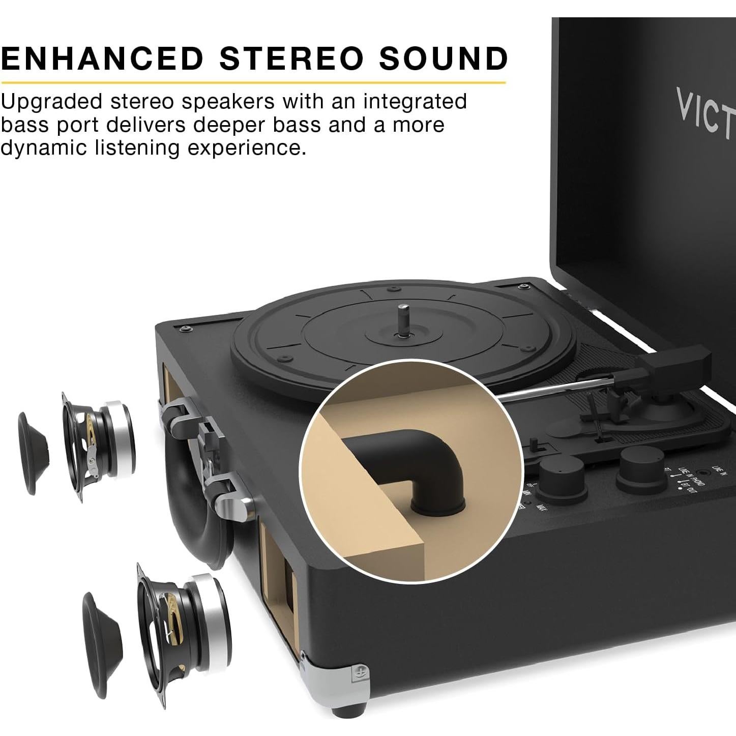 Reproductor de Discos Victrola Journey II Bluetooth Negro