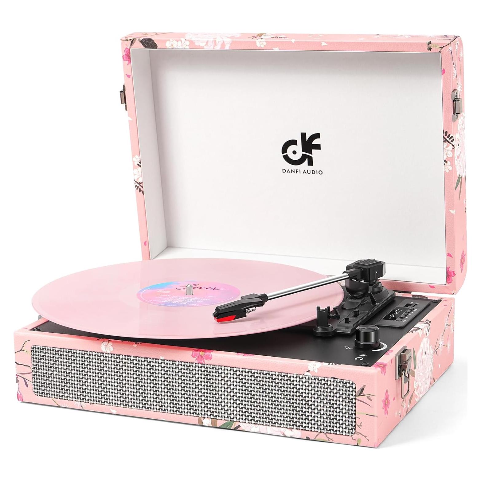 Reproductor de Vinilo Bluetooth DANFI AUDIO TE-012 Rosa Floral