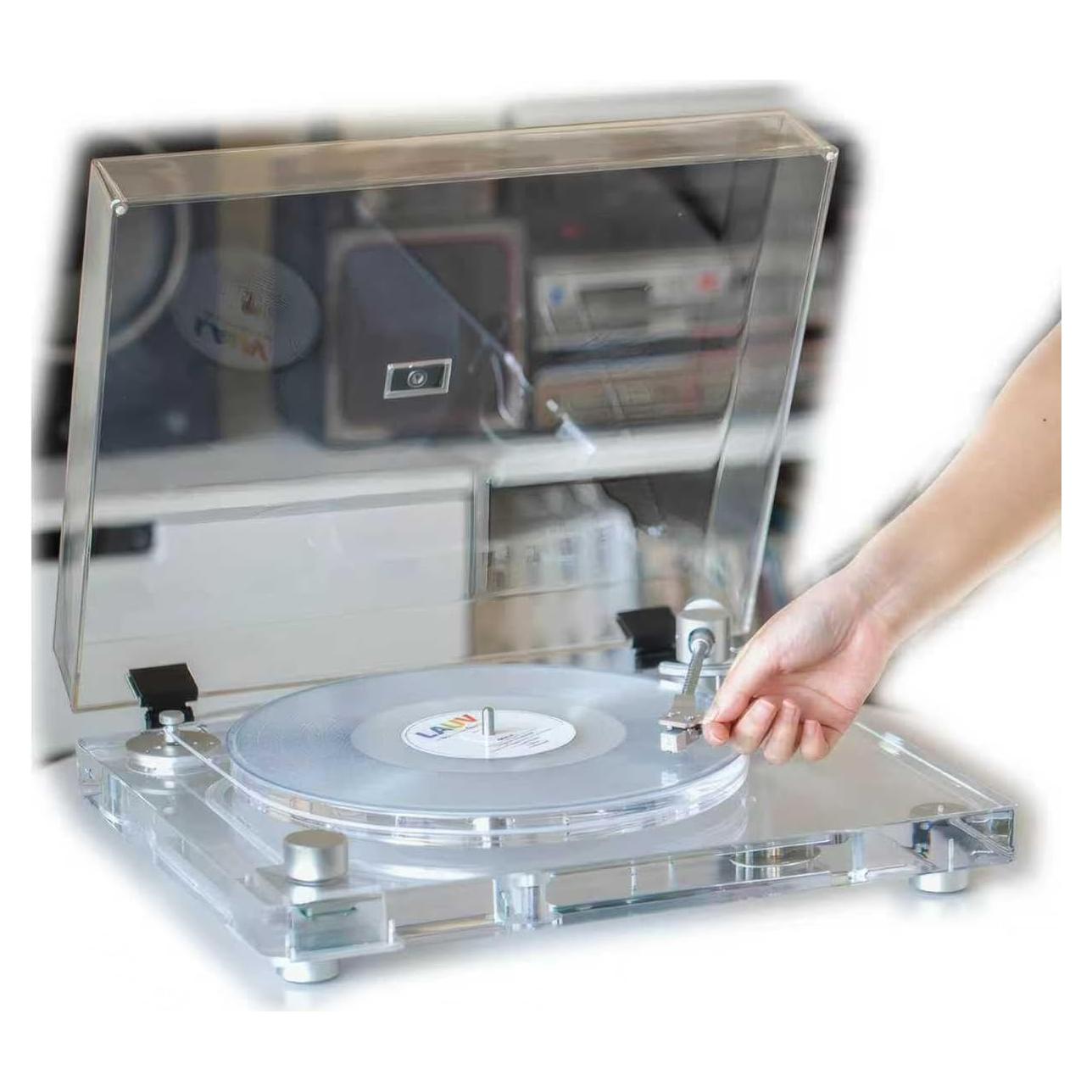 Giradiscos Acrílico Transparente SINJEE X10, 2 Velocidades, Bluetooth