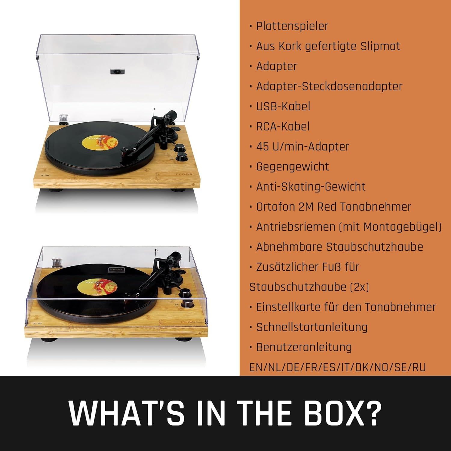 Giradiscos Lenco LBT-335BA en Bambú | Cartucho Ortofon 2M RED